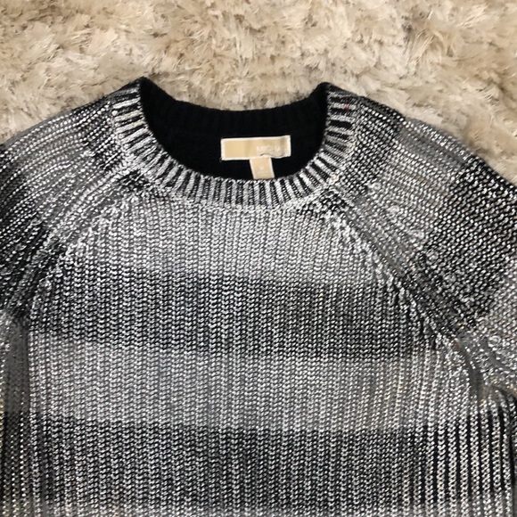 MICHAEL Michael KORS Metallic Grey & Black Stripped sweater - Picture 7 of 17